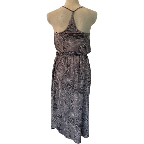 PrAna Gray & White Tropical Leaf Print Racerback Spaghetti Strap Casual Dress - Picture 8 of 9